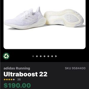 adidas ultraboost 22 size 7.5 white